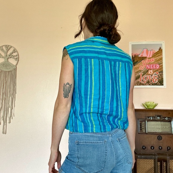 VTG Striped Button Down Tank - Picture 3 of 5